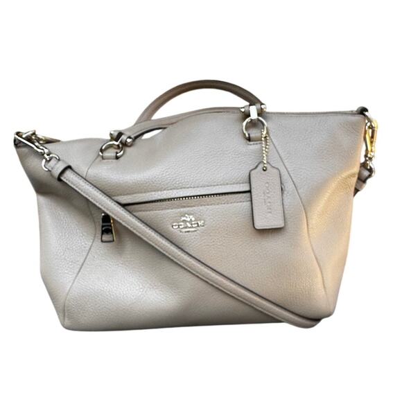 Coach Handbags - COACH Beige Pebbled Leather Prairie Satchel